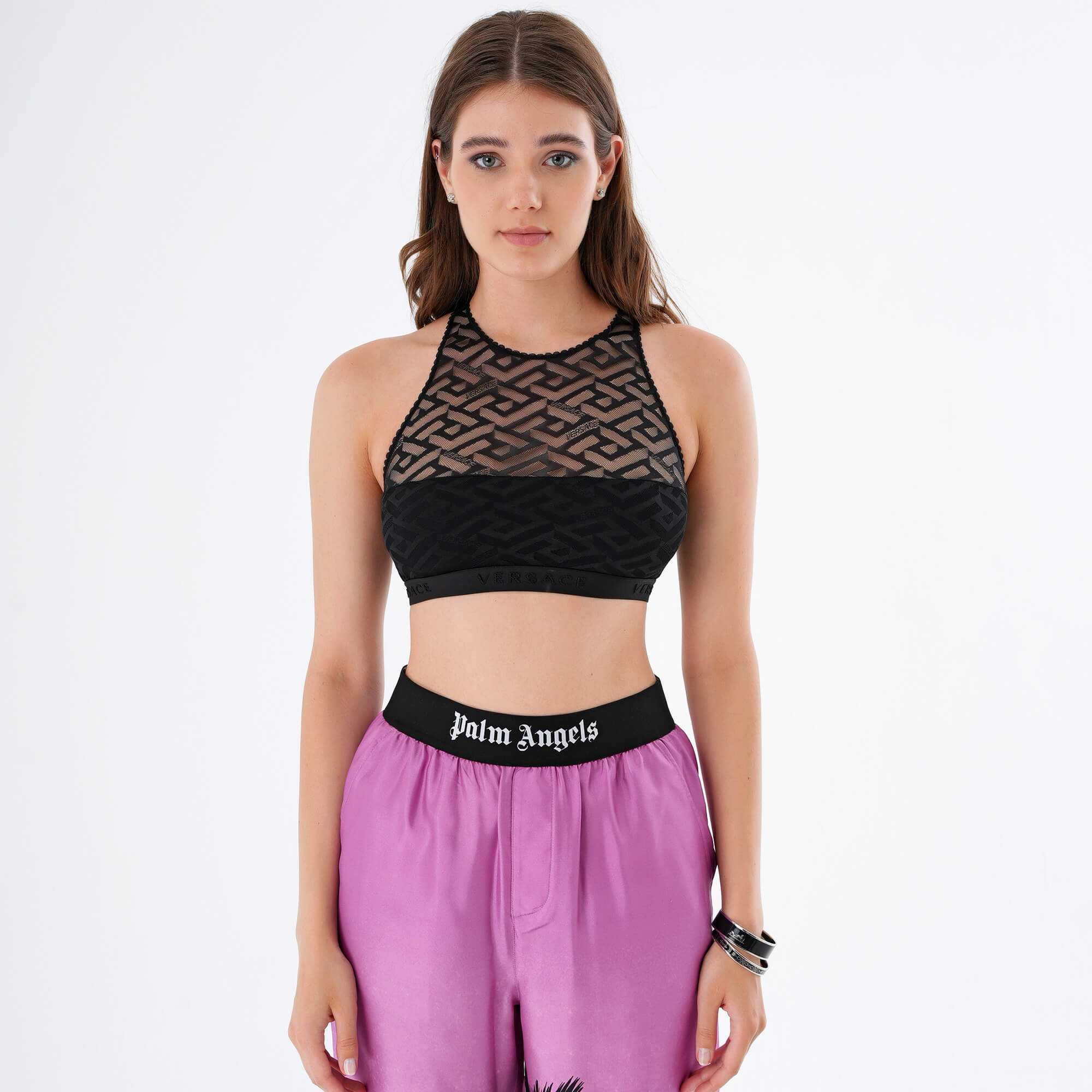 Versace - Black Lace Crop Top Size 3